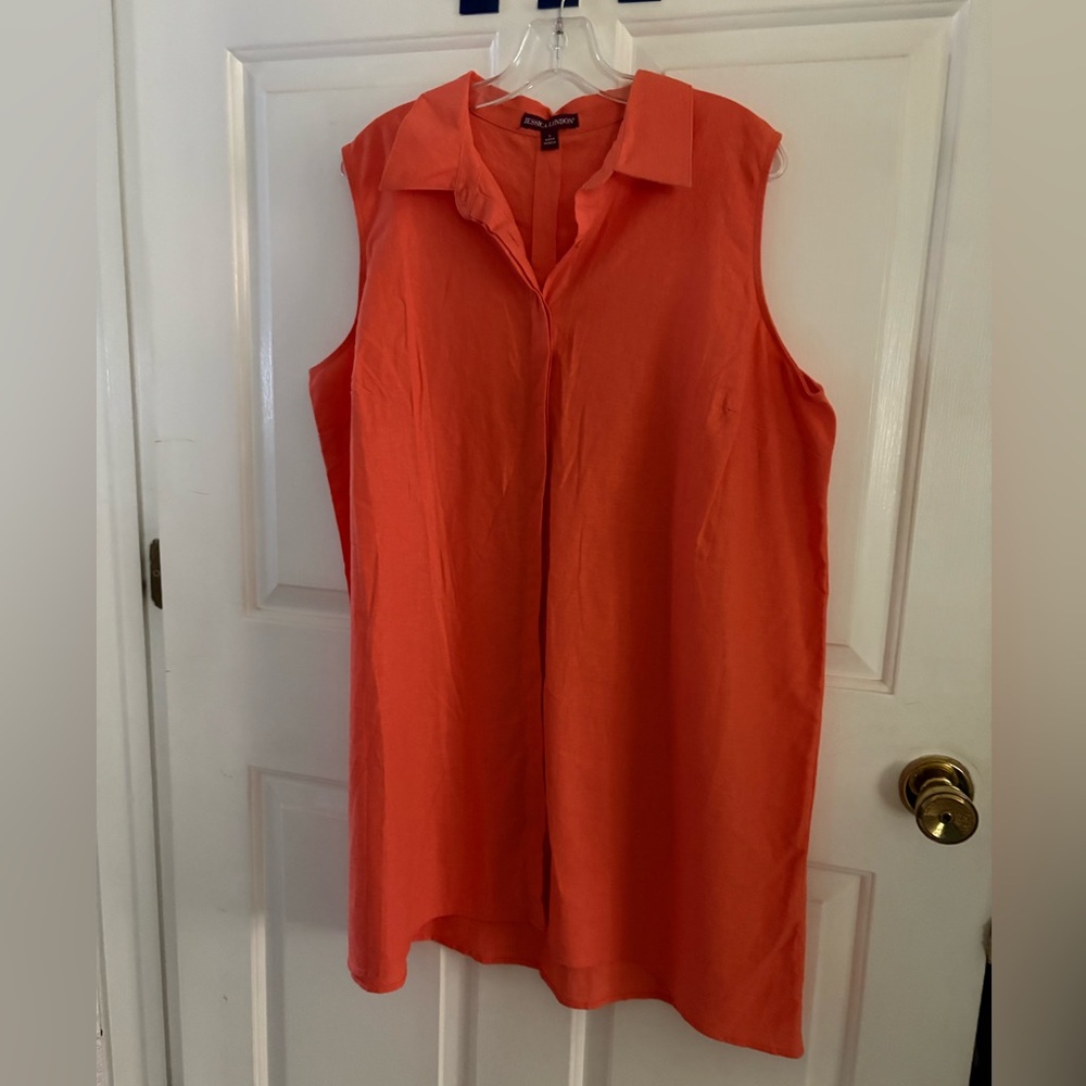 Jessica London Sleeveless Coral Tunic Blouse EUC